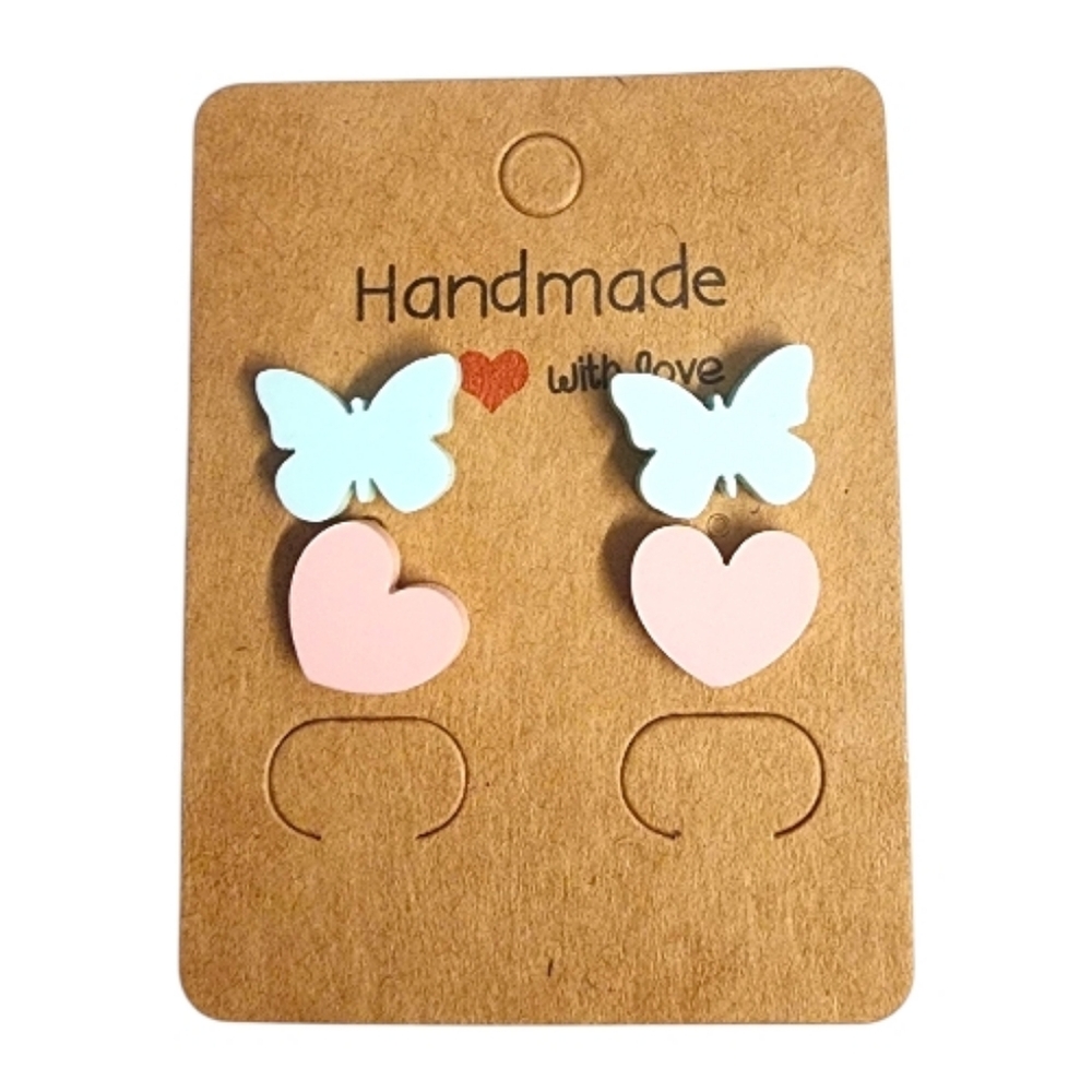 Butterfly Heart Acrylic Stud Earrings – 2 Pair